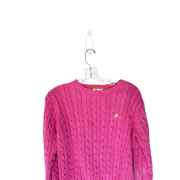 Vintage Lilly Pulitzer Pink Preppy Academia Crewneck Cable Knit Sweater Small - Picture 3 of 10